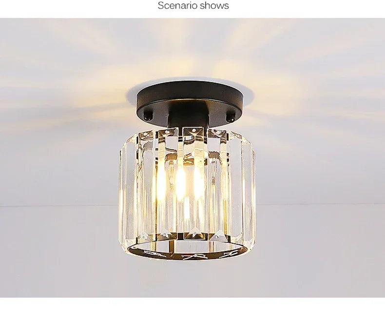 Modern Chandelier Crystal Ceiling Light Semi Flush Mount Ceiling Lighting Fixture Entrance Balcony Indoor Hang Lamp Lighting
