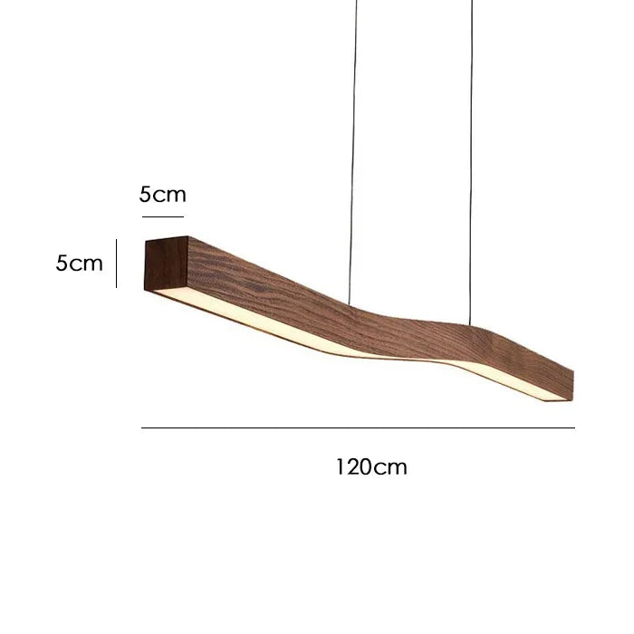 Modern Walnut Led Long Pendant Lights for Kitchen Island Dining Room Study Room Hanging Lamp Ceiling Chandeliers Wood Wooden