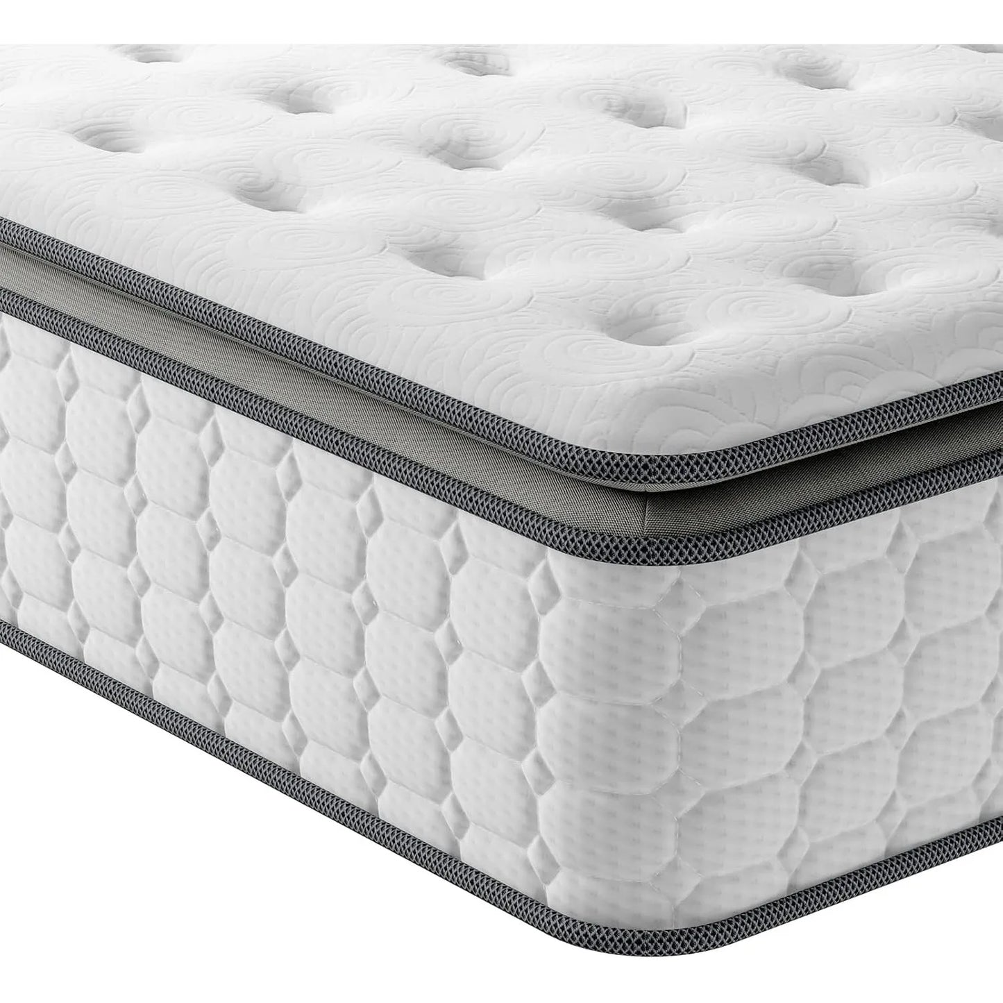 Vesgantti 10.6 Inch Pocket Sprung Mattress with Breathable Foam and Individually Pocket Spring - Medium, Upgraded Pillow Top