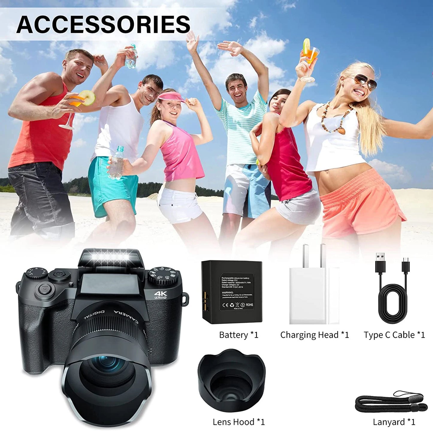 2025 16X Zoom 64MP DSLR HD WIFI Cameras 4.0 Touchscreen 4K Digital for Tiktok Photography Video Live Streaming Vlogging