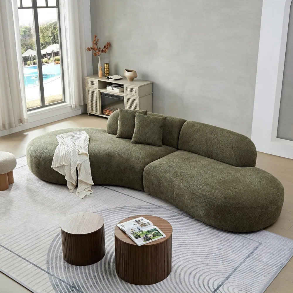 135"Curved Sectional Sofa,Modern Boucle Fabric Upholstered Modular Couch Oversized 6-Seat Sofa for Living Room,Bedroom,Apartment