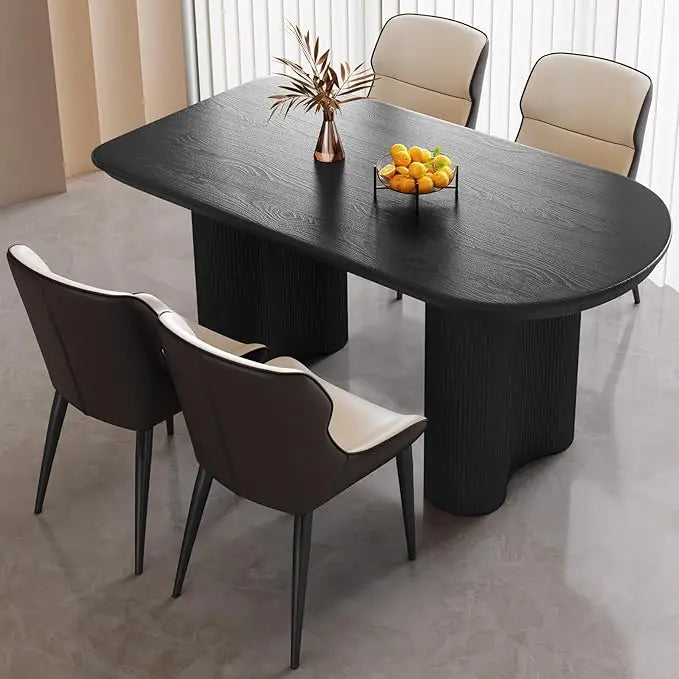 Dining Table Set for 4, 55" Oval Dining Room Table and Chairs Set 4C Baking Paint Technology, Dining Tables with 4 Chairs