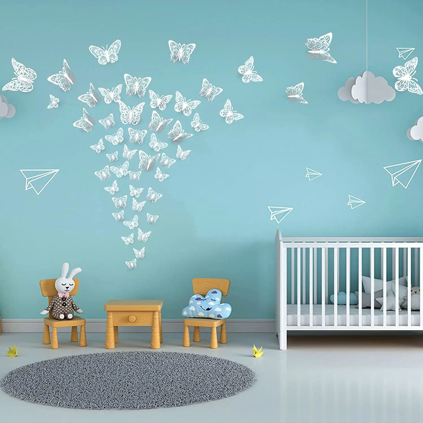 12Pcs Fashion 3D Hollow Butterfly Creative Wall Sticker For DIY Wall Stickers Modern Wall Art Home Decorations DIY Gift