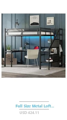 Full Size Gaming Loft Bed L-Shaped Desk Wardrobe Adjustable Shelf LED Charging Station Meta Loft Bed Kids Cozy Gaming Learning