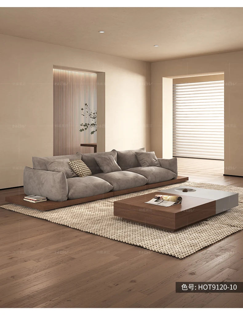 Japanese-style log wabi-sabi wind platform bread fabric sofa living room minimalist creative furniture