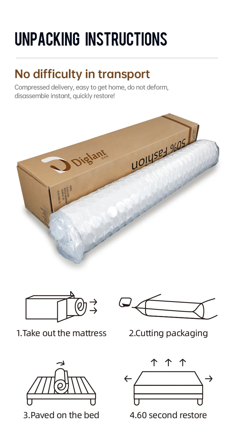 DIGLANT 14 Inch King Supportive Pressure Relief Soft Fabric Plush Hybrid Mattress Memory Foam with Pocket Springs Mattress