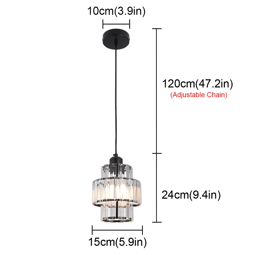 K9 Crystal Pendant Light Indoor Dining Room Nordic Modern Ceiling Chandelier for Bedroom Decoration Led Adjust Lighting Fixtures