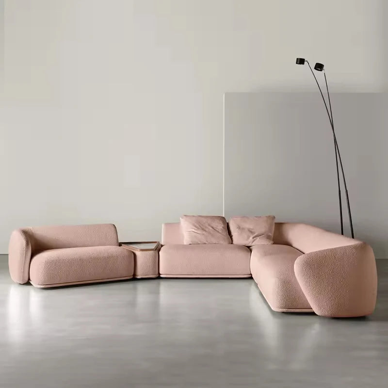 Modern Sectional Sofa Set Furniture Velvet Fabric Round White Living Room Couch Apartment Modular Semi-circular Sofa