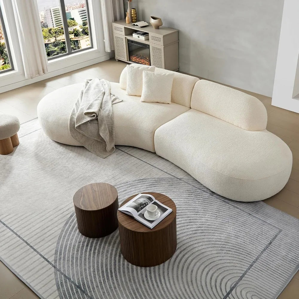 135"Curved Sectional Sofa,Modern Boucle Fabric Upholstered Modular Couch Oversized 6-Seat Sofa for Living Room,Bedroom,Apartment