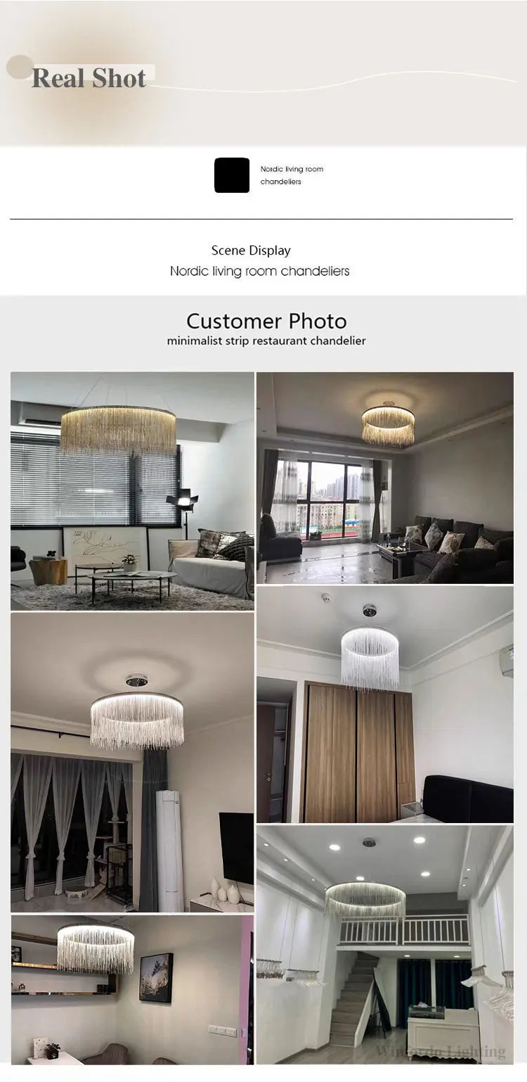 2024 Modern Art Decor Tassel Pendant Lamps Chain Chandelier for Bedroom Living Room Restaurant Lights Winfordo 110V / 220V