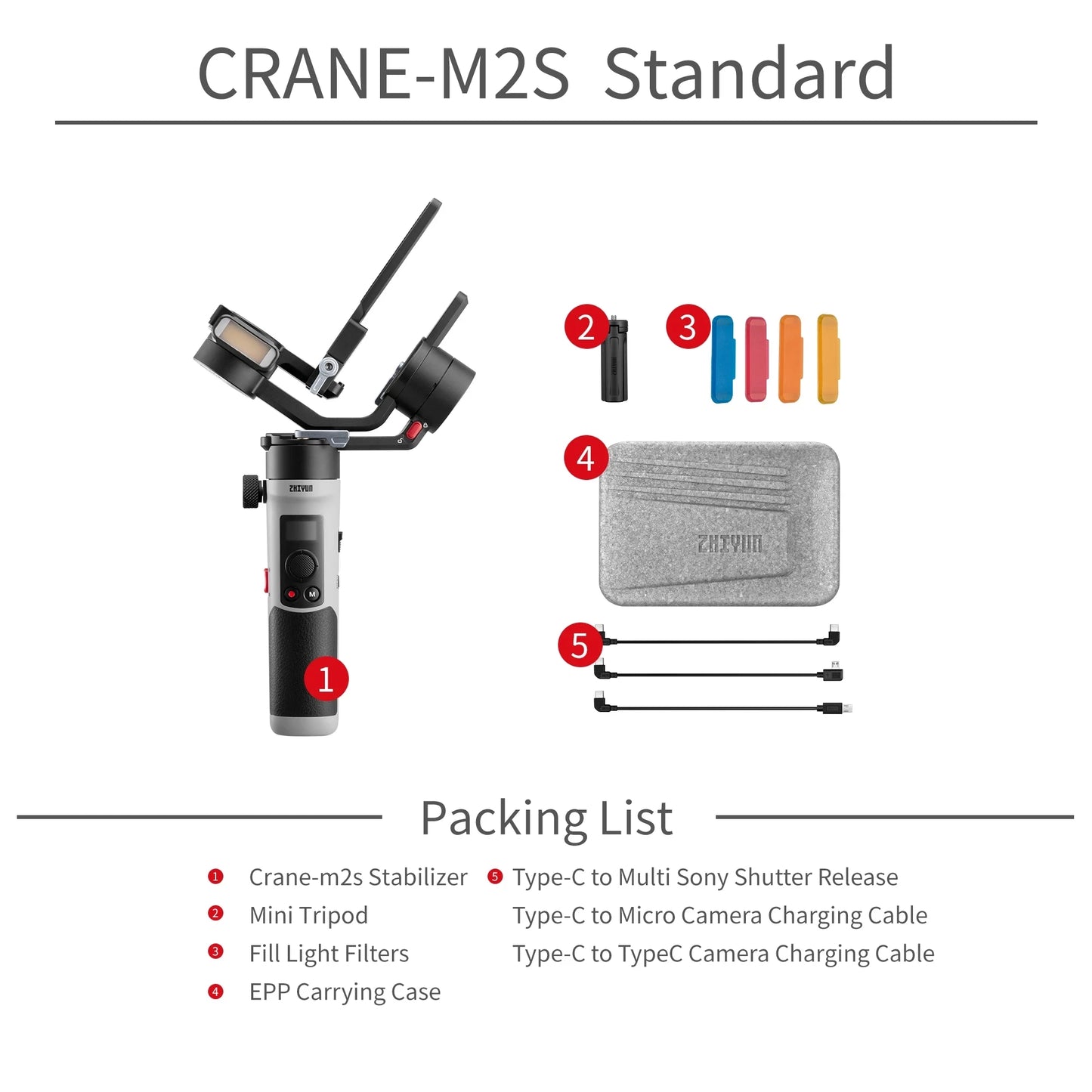 M2S 3-Axis Mirrorless Cameras Gimbal Handheld Stabilizer for Sony Canon Action Compact Camera Smartphones Vlog