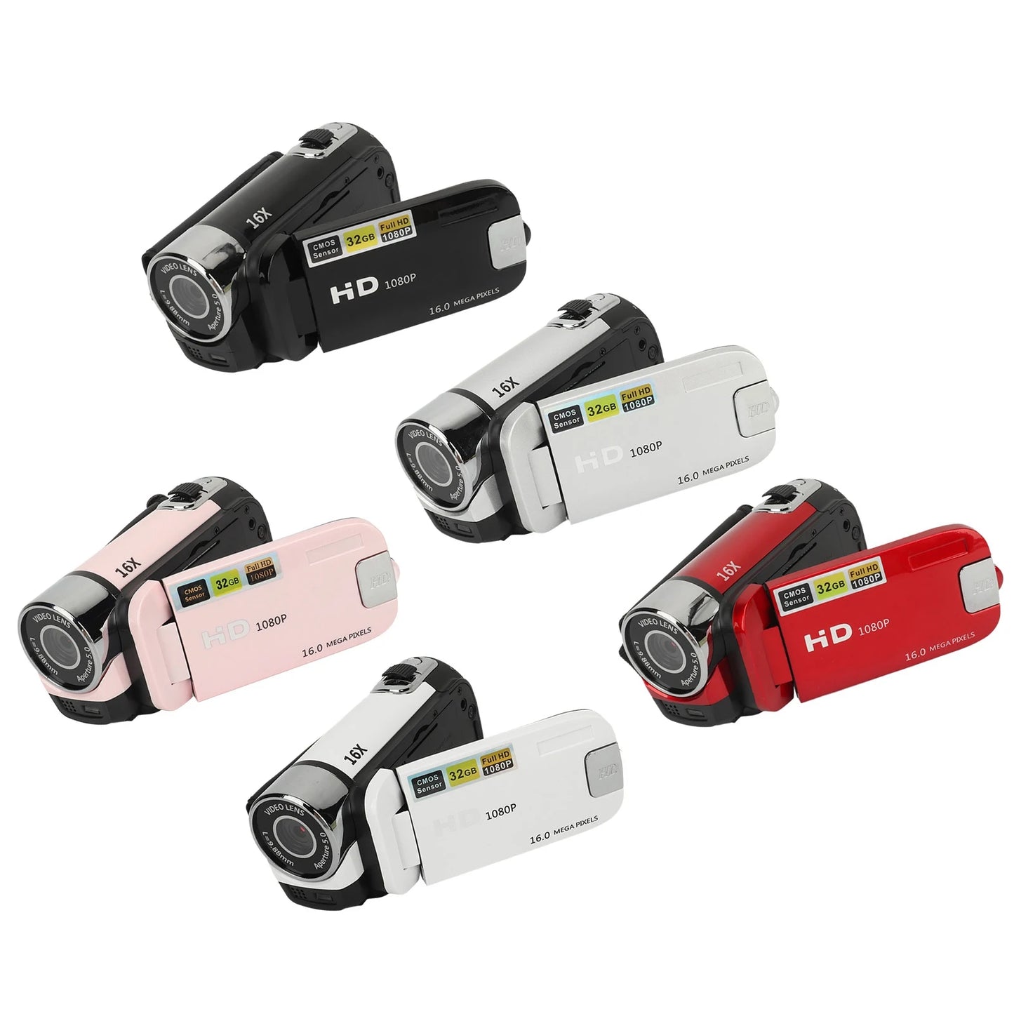 1080P HD 16MP Digital Camera 2.4 Inch Rotatable Screen Camcorder 16X Zoom HD Anti-shock Video Recorder with Fill Light