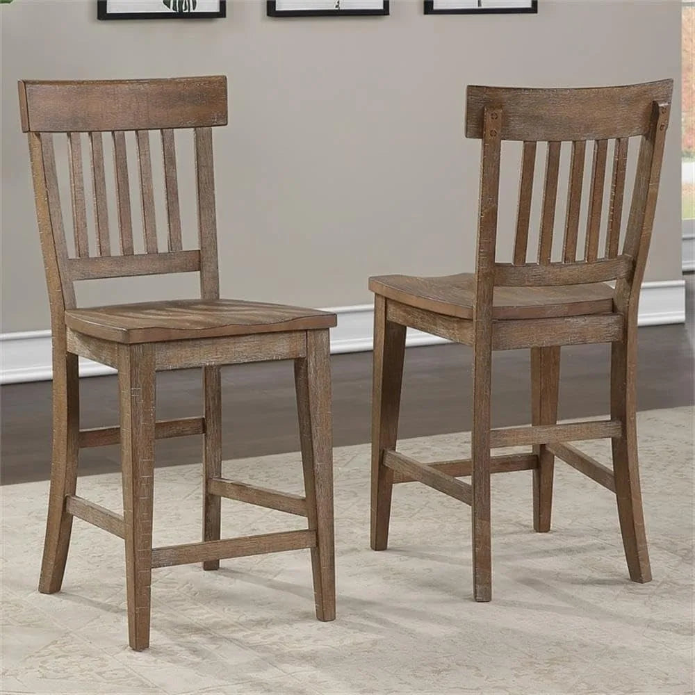 Riverdale Counter Height 9pc Set, 72"-96" Rectangular Table w/Two 12" Leaves, 8 Wooden Counter Chairs, Rustic/Farmhouse Design