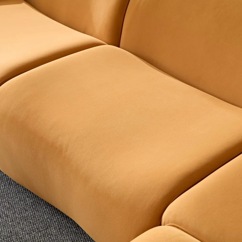 135"Curved Sectional Sofa,Modern Boucle Fabric Upholstered Modular Couch Oversized 6-Seat Sofa for Living Room,Bedroom,Apartment