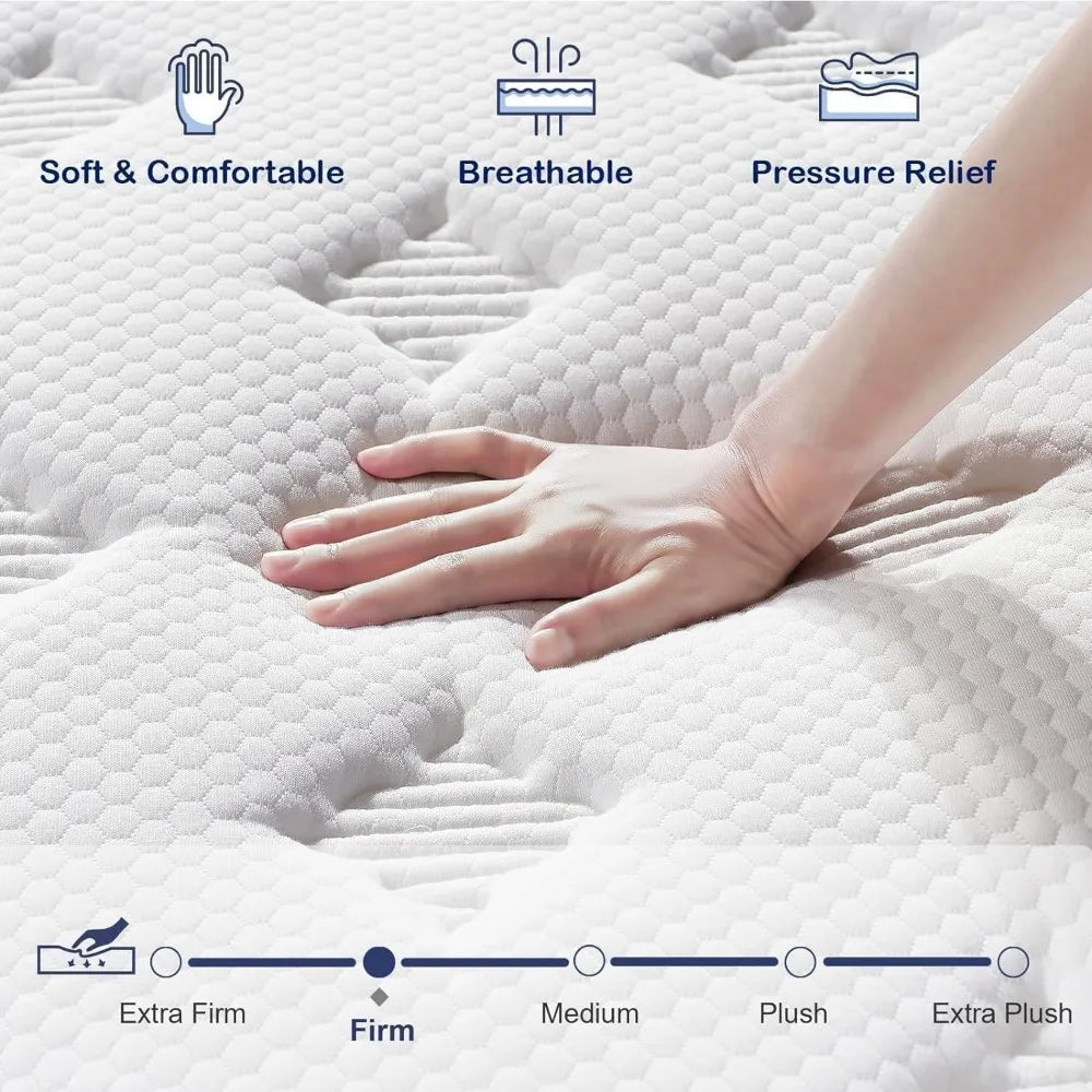 King Size Mattress,12 Inch Firm Hybrid King Mattress , Mattress King Size With Memory Foam and Independent Pocket Springs