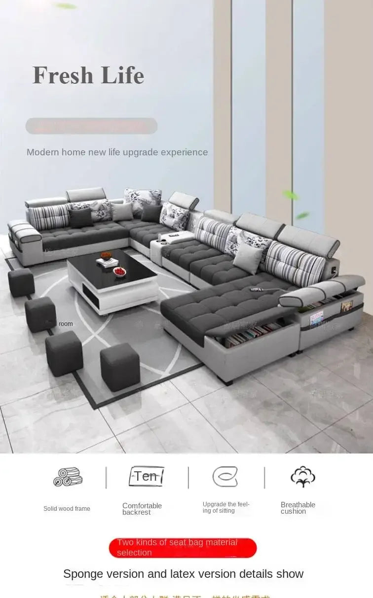 Gray Large Wood Sofas Filler Waterproof Design Lazy Lounges Puffs Couch Salon Recliner Luxury Canape Salon Furniture Home