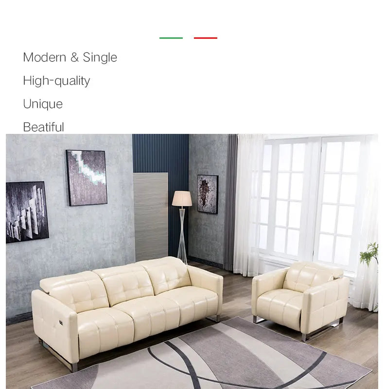 Genuine Leather Recliner Sofa Set,Modern Electric Recliner Sofa Set for Living Room