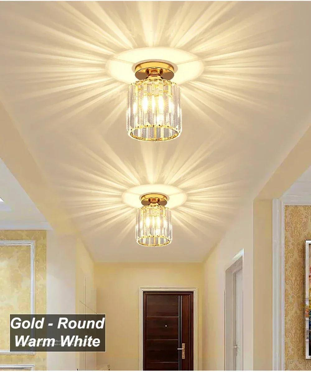Modern Chandelier Crystal Ceiling Light Semi Flush Mount Ceiling Lighting Fixture Entrance Balcony Indoor Hang Lamp Lighting