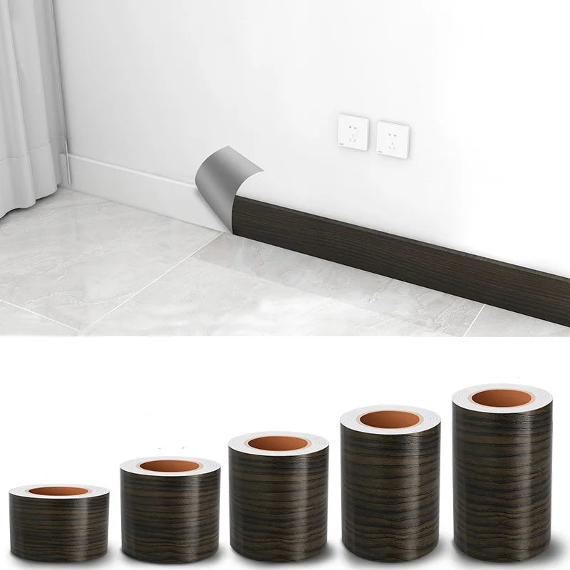 5M Skirting Line Wall Sticker Imitation Wood Pattern Self-adhesive PVC Sticker Living Room Corner Decals