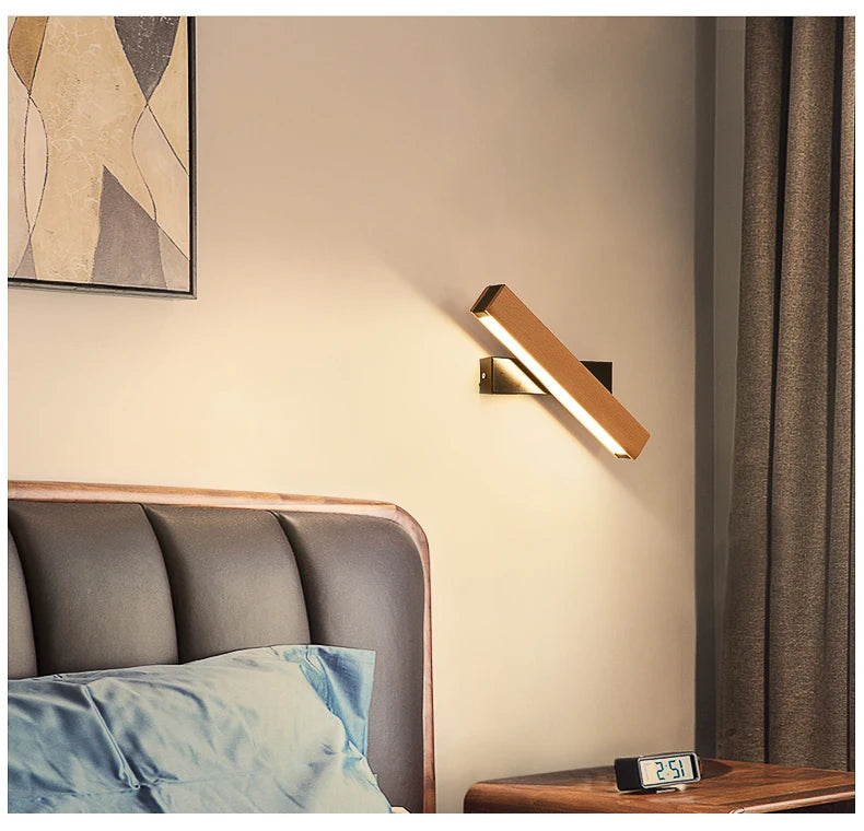 New Rotatable Wall Lamp Nordic Solid Wood LED Wall Light Simple Bedside Study Reading Adjustable Lighting Home Decor Lamps