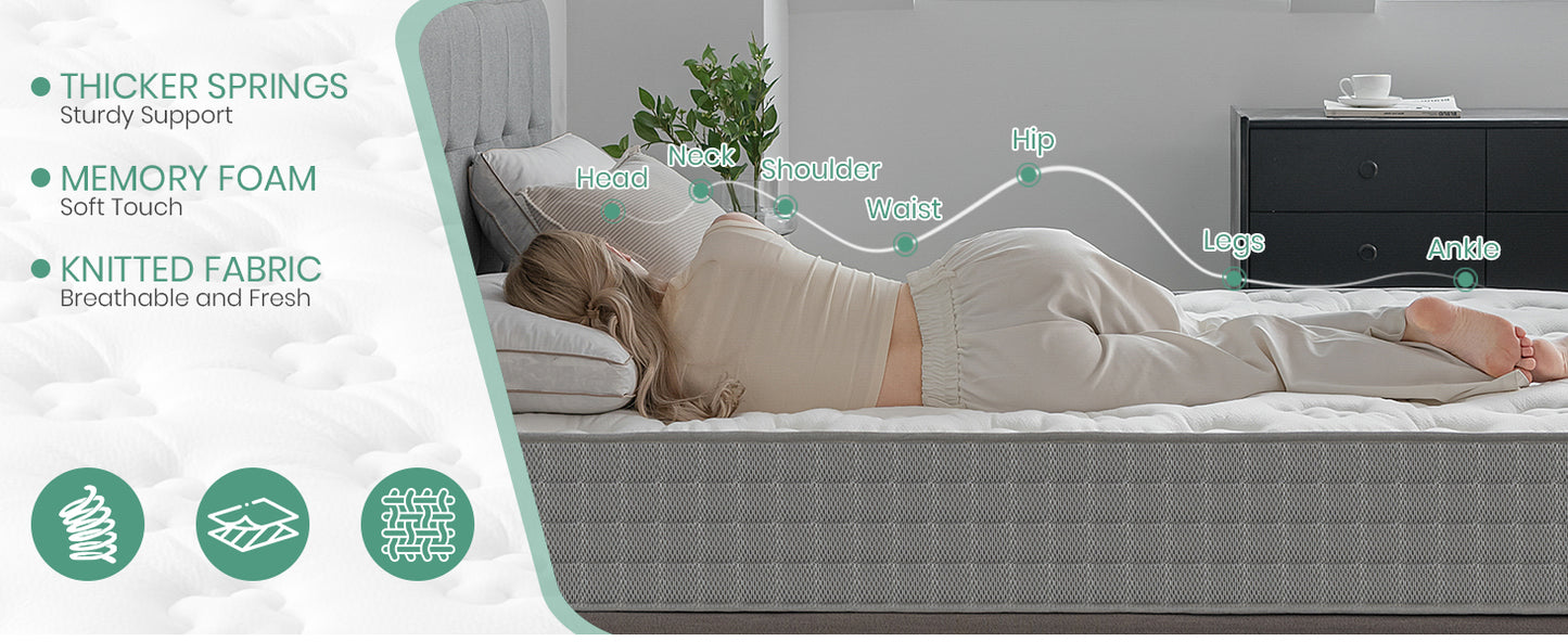 Good Nite Double Mattress - 7 Inch Hybrid Spring & Memory Foam, Zoned Support, Deep H6 Firmness, Comfortable Knitted Fabric