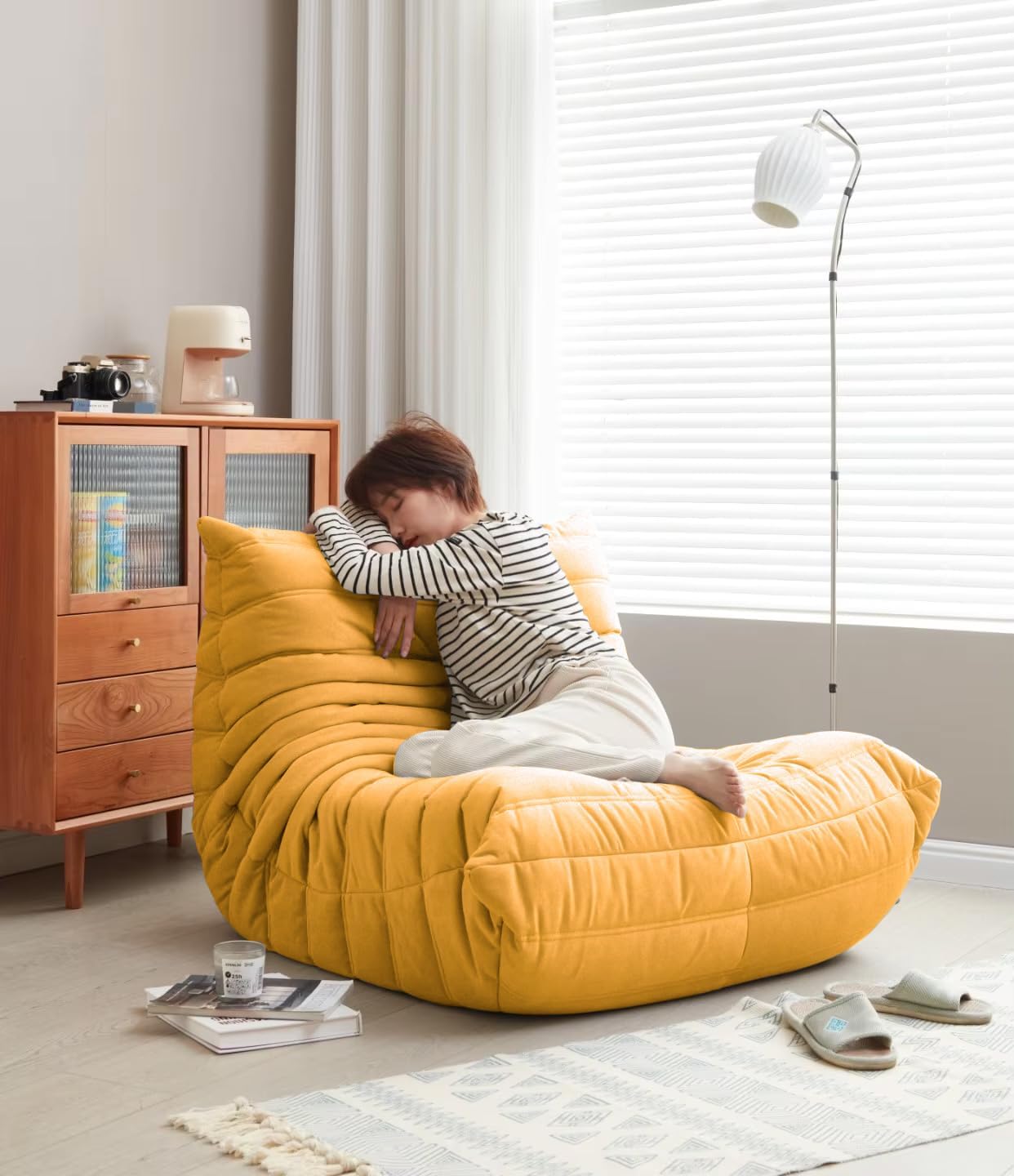 Modern Living Room Chair, Big Bean Bag Adult Floor Sofa, Togo Recliner Memory Foam Lazy Couch Suitable Balcony For Fireside