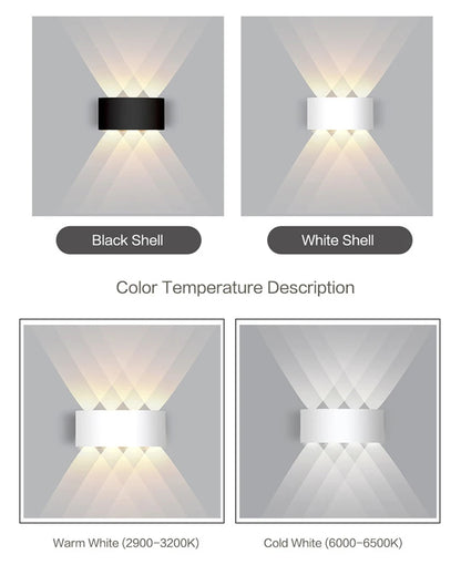 Aluminum LED Wall Lamp Waterproof IP65 Outdoor Garden Lights 8W 12W Interior Wall Light for Bedroom Living Room Stairs Lighting
