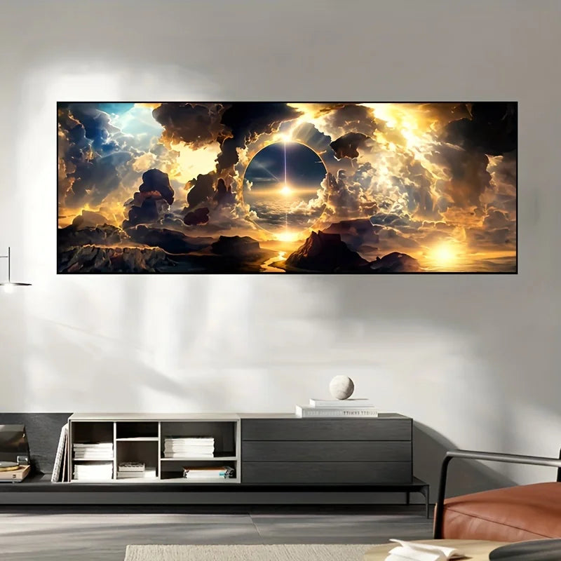 Modern Art Sky White Clouds Mountains And Rivers Large Size Wall Art Canvas Painting for Living Room Home Decoration