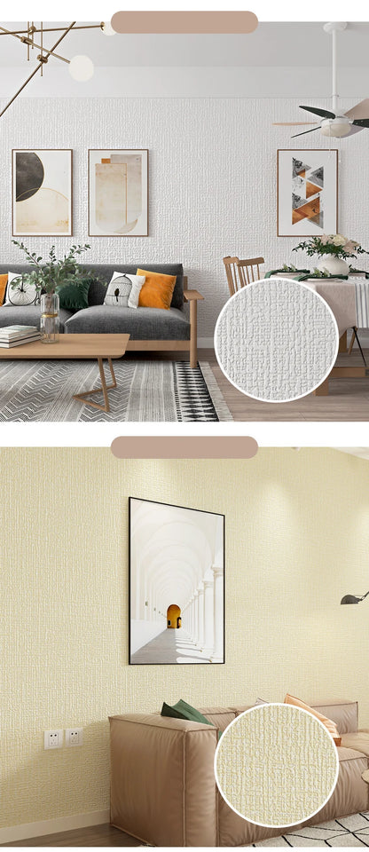 DIY Linen 3D Foam Self-adhesive PVC Solid Color Thickened Waterproof Background Wall Renovation Wallpaper Wall Stickers