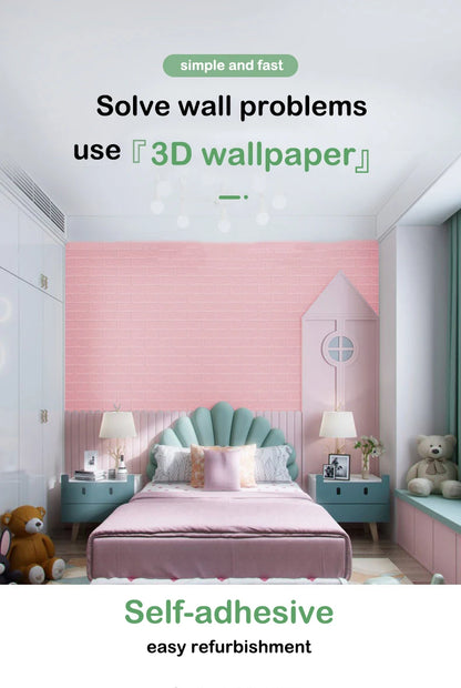 1-30Pcs 35cmx30 3D Wall Panels Stickers Wallpaper DIY Waterproof for Living Room Bedroom Kitchen Background Decoration