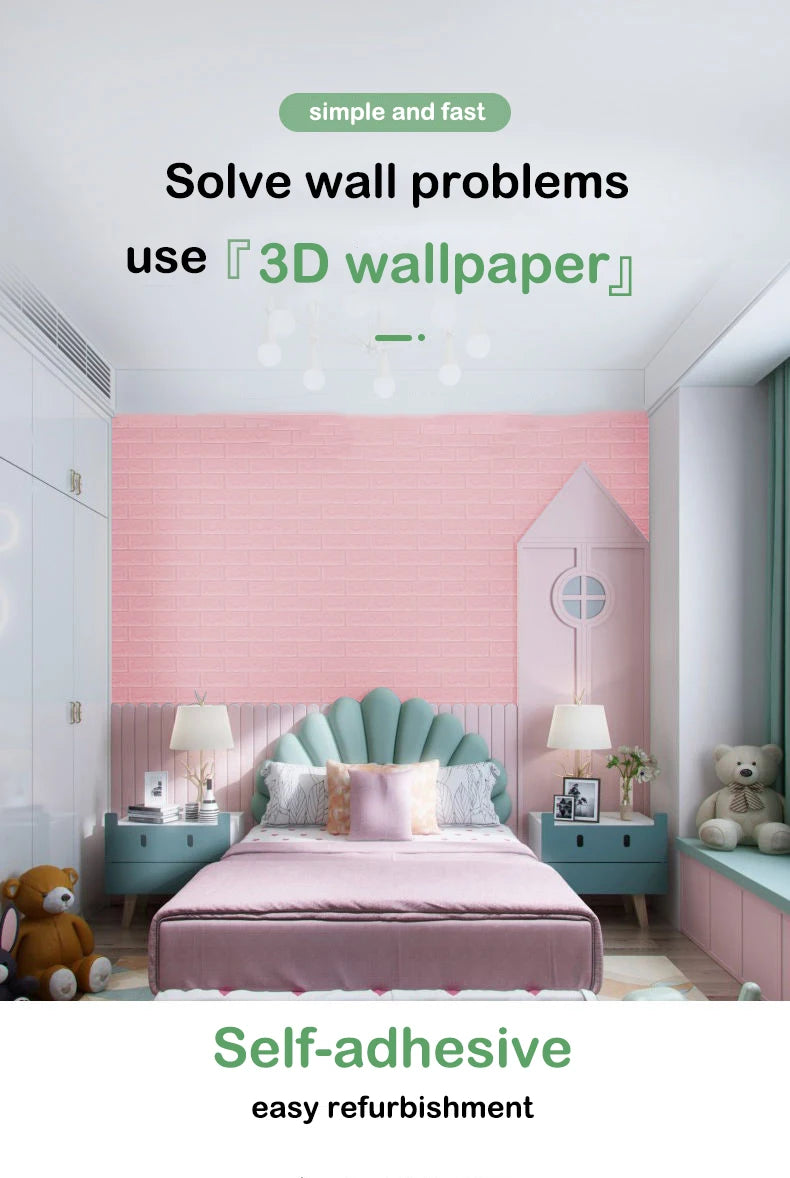 1-30Pcs 35cmx30 3D Wall Panels Stickers Wallpaper DIY Waterproof for Living Room Bedroom Kitchen Background Decoration