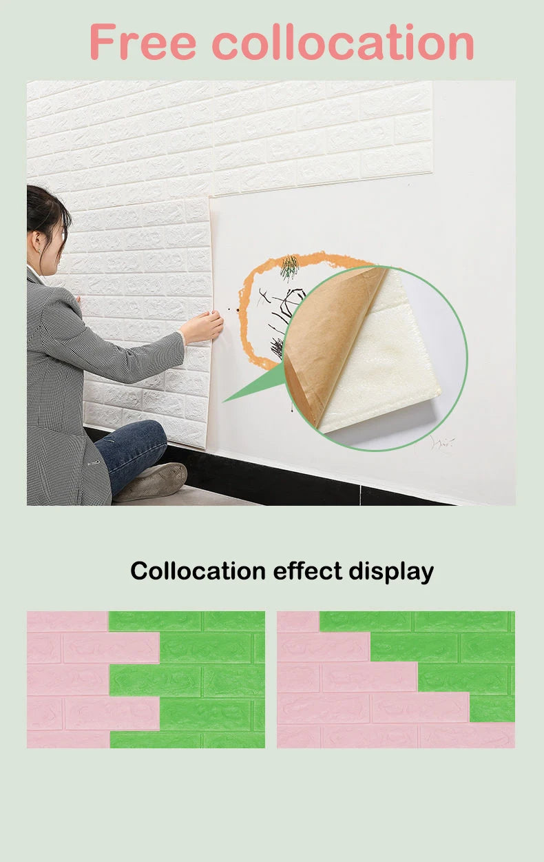 1-30Pcs 35cmx30 3D Wall Panels Stickers Wallpaper DIY Waterproof for Living Room Bedroom Kitchen Background Decoration