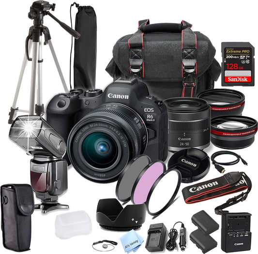 Discovery Trade Canon EOS R6 Mark II with 24-50mm 128GB Extreme Speed Card with Commander Gear Bag Spare Battery Filter Kit