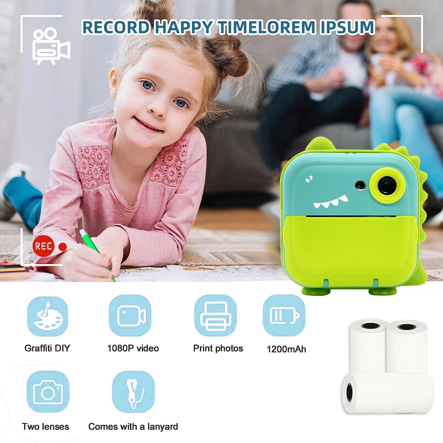 Digital Children Camera For Photography Instant Print Photo Kids Camera Mini Thermal Printer Video Educational Toys Gift