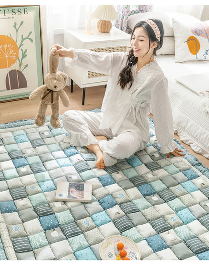 Cotton Floor Mat Large Carpet for Living Room Quilted Thicken Bedroom Area Rugs Coffee Table Sofa Carpet Tatami Kids Playing Mat