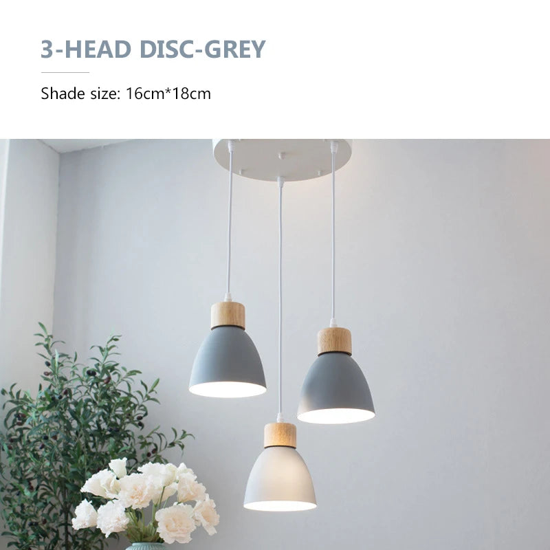 Nordic Macaron Chandeliers E27 Creative Wooden Bedside Lights For Bedroom Study Cafe Bar Restaurant Decor 3 Heads Pendant Lamps