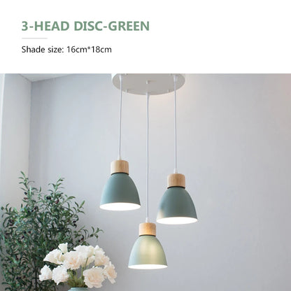 Nordic Macaron Chandeliers E27 Creative Wooden Bedside Lights For Bedroom Study Cafe Bar Restaurant Decor 3 Heads Pendant Lamps