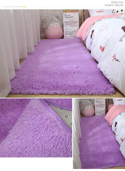 Pink Bedroom Carpet For Children's  Room Cute Girls Floor Soft Mat Living Room Decoration White Fluffy Large Kids Bedside Rugs