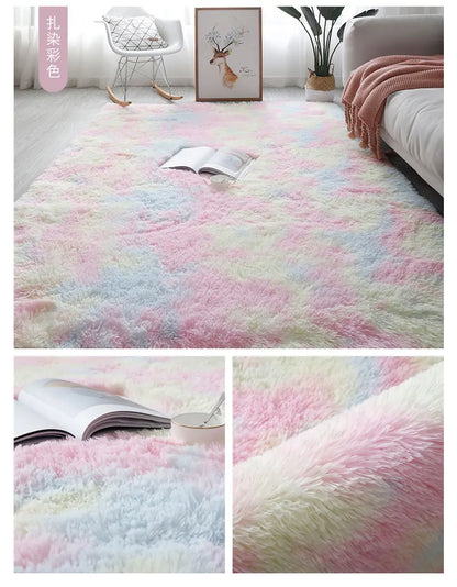 Pink Bedroom Carpet For Children's  Room Cute Girls Floor Soft Mat Living Room Decoration White Fluffy Large Kids Bedside Rugs