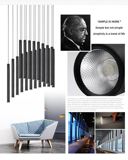 Modern led Pendant Lamp Long Tube Lamp Kitchen Island Dining Room Shop Bar Counter Decoration Cylinder Pipe Pendant Lights