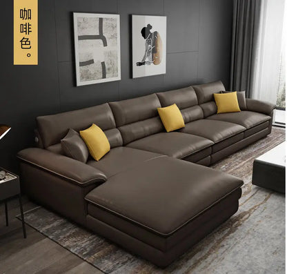 MANBAS Nordic Living Room Sofa Italian Genuine Leather Couch L-shaped Sectional Sofa Sets for Home Furniture Seating Room