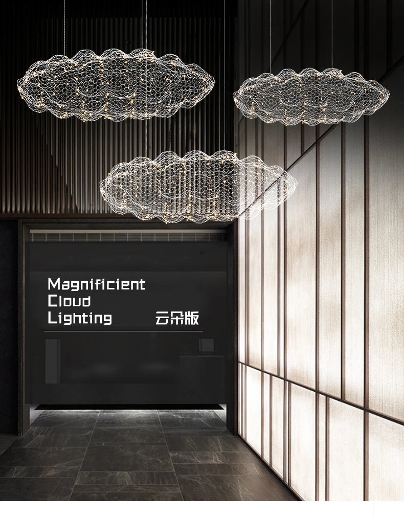 Modern Floating Cloud Lamp Hotel Restaurant Pendant Lights for Office Bar Lighting Art Design Suspended Light LED Luminaire