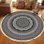 Vintage Round Carpet for Living Room Hand Woven Bedroom Rugs Cotton Linen Tassel Anti Slip Prayer Floor Mat Boho Mandala Carpet