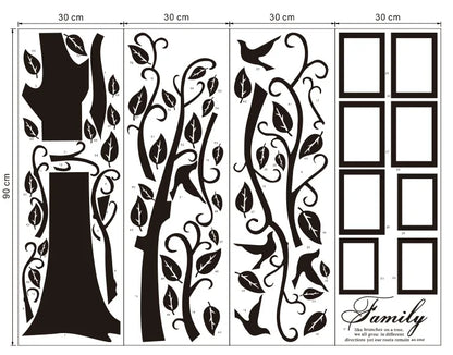 Large 200*250Cm/79*99in Black 3D DIY Photo Tree PVC Wall Decals/Adhesive Family Wall Stickers Mural Art Home Decor