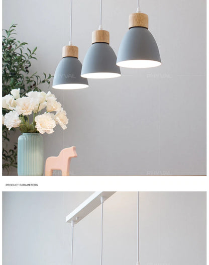 Nordic Macaron Chandeliers E27 Creative Wooden Bedside Lights For Bedroom Study Cafe Bar Restaurant Decor 3 Heads Pendant Lamps