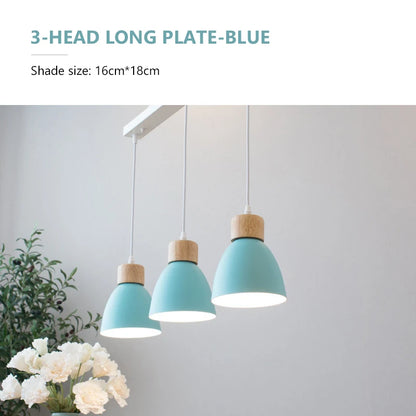 Nordic Macaron Chandeliers E27 Creative Wooden Bedside Lights For Bedroom Study Cafe Bar Restaurant Decor 3 Heads Pendant Lamps