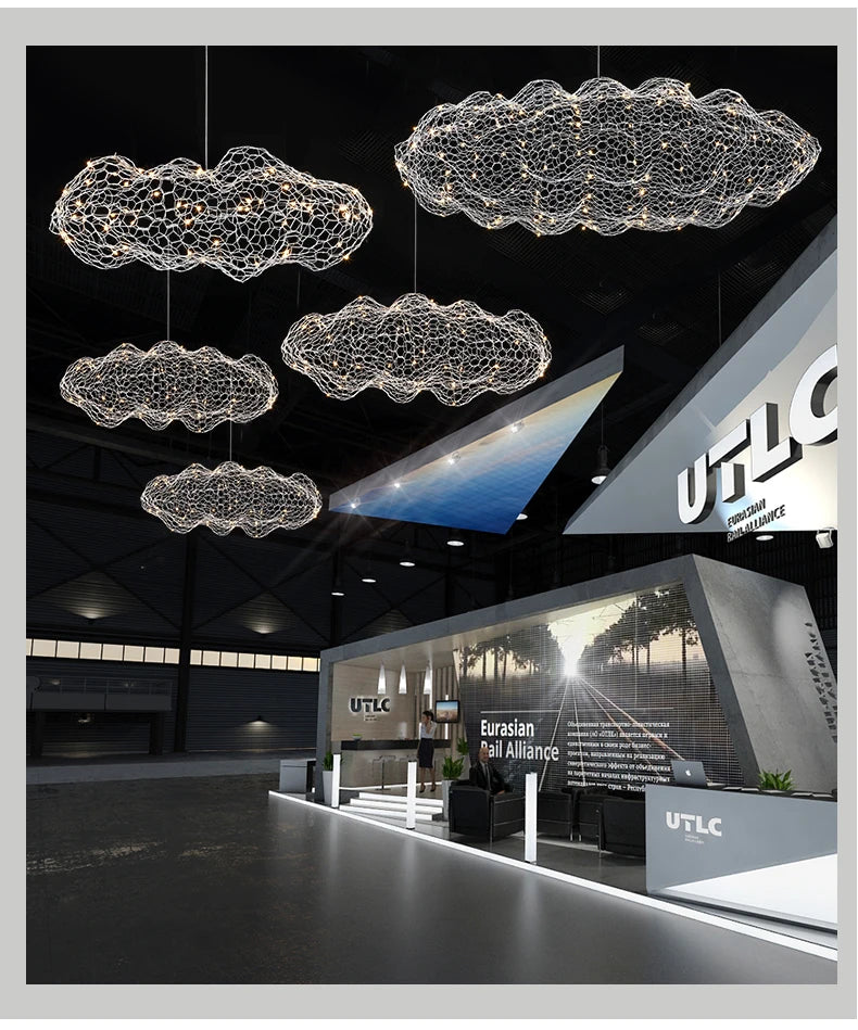 Modern Floating Cloud Lamp Hotel Restaurant Pendant Lights for Office Bar Lighting Art Design Suspended Light LED Luminaire