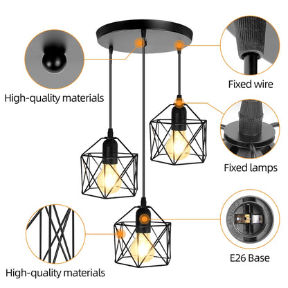 Led Pendant Lights for Dining Room Kitchen Modern Led Chandelier Ceiling Lamp Indoor Hanging Lighting Fixture for E27 Lamp Bulb