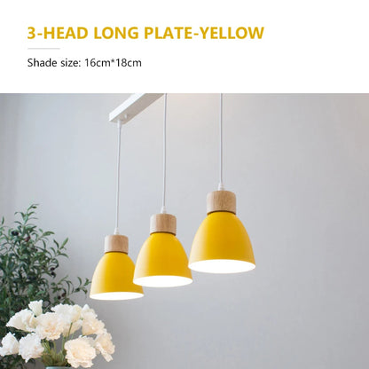 Nordic Macaron Chandeliers E27 Creative Wooden Bedside Lights For Bedroom Study Cafe Bar Restaurant Decor 3 Heads Pendant Lamps