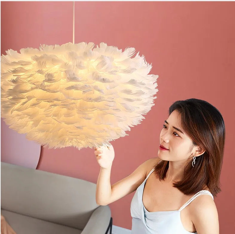 Feather Chandelier Modern Large Goose Feather Living Room Bedroom Feather Chandelier Warm and Fashionable Clothing Store Chandel
